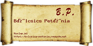 Bölcsics Petúnia névjegykártya